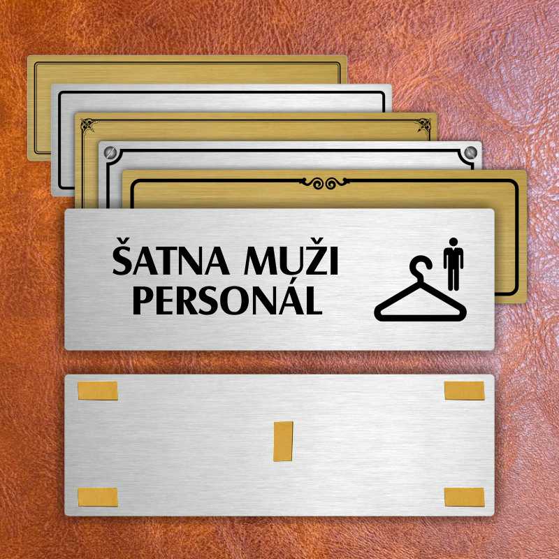 Šatna muži personál, 240x79mm, zlatá popiska s imitacemi šroubků