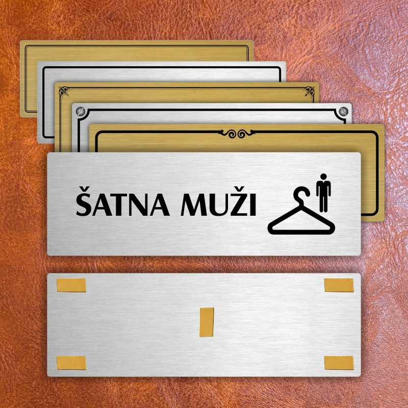 Šatna muži, 240x79mm, zlatá popiska s ozdobou uprostřed