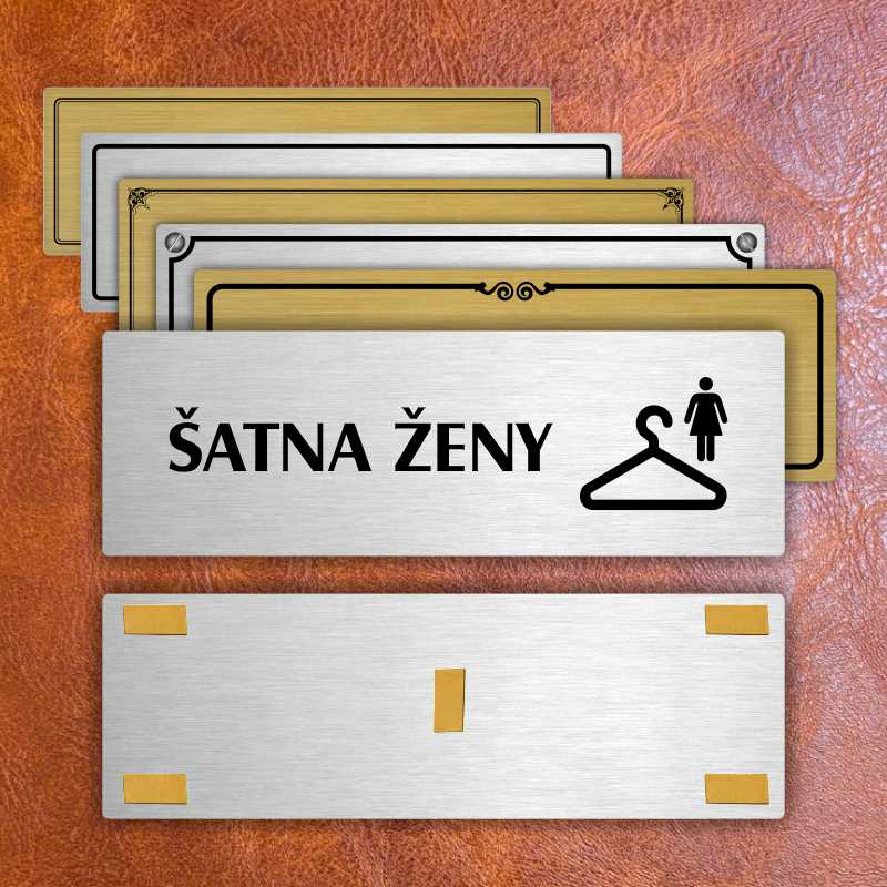 Šatna ženy, 240x79mm, zlatá popiska s rámečkem