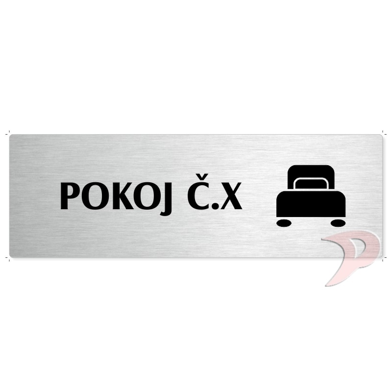 Pokoj č., 200x66mm, stříbrná popiska 