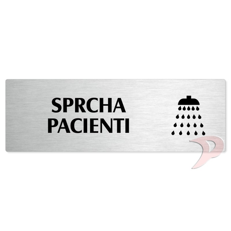 Sprcha pacienti, 240x79mm, stříbrná popiska