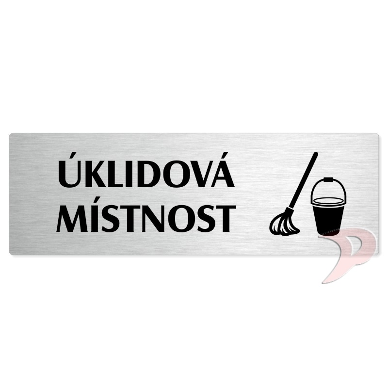 Úklidová místnost, 200x66mm, stříbrná popiska 