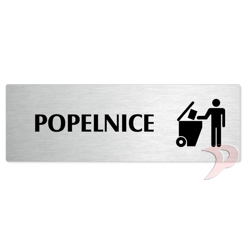 Popelnice, 200x66mm, stříbrná popiska 