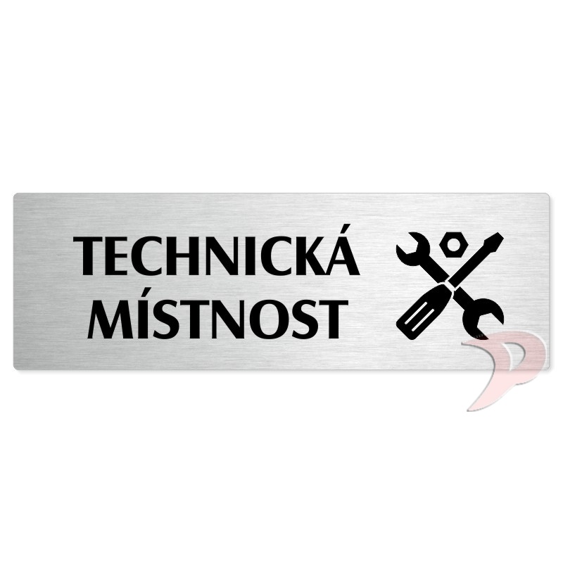 Technická místnost, 200x66mm, stříbrná popiska