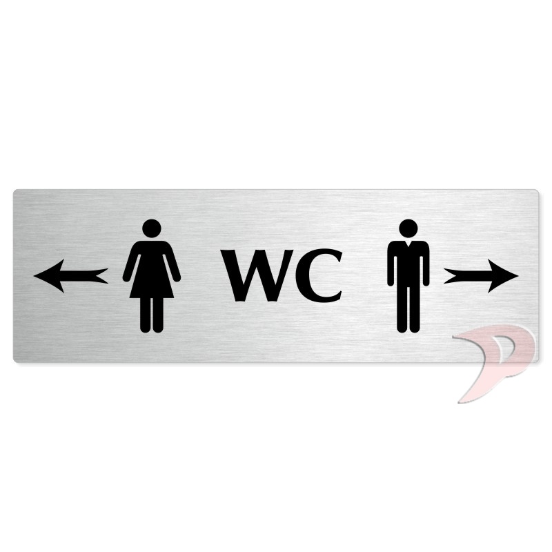 WC společné - rozcestník, 240x79mm, stříbrná popiska 