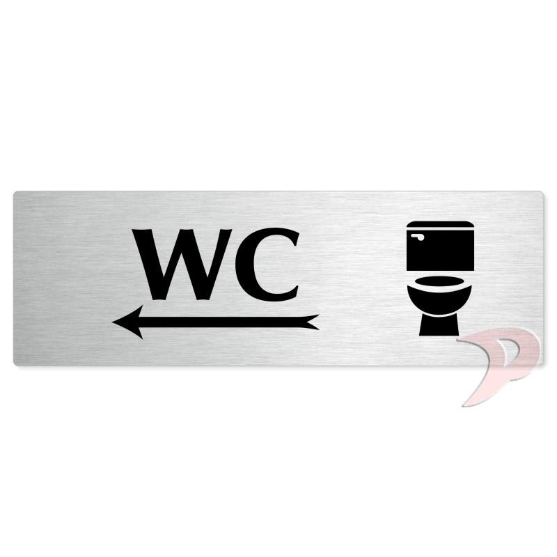 WC vlevo, 240x79mm, stříbrná popiska