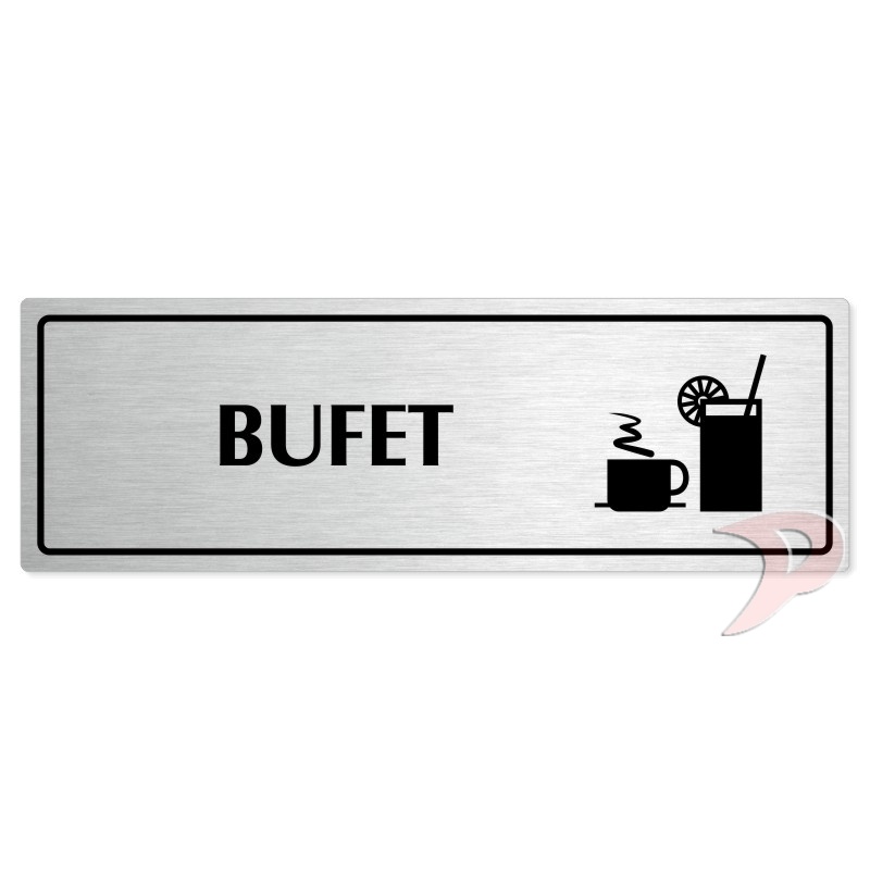 Bufet, 240x79mm, stříbrná popiska s rámečkem