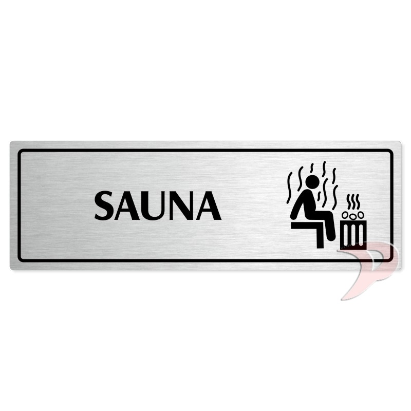 Sauna, 240x79mm, stříbrná popiska s rámečkem