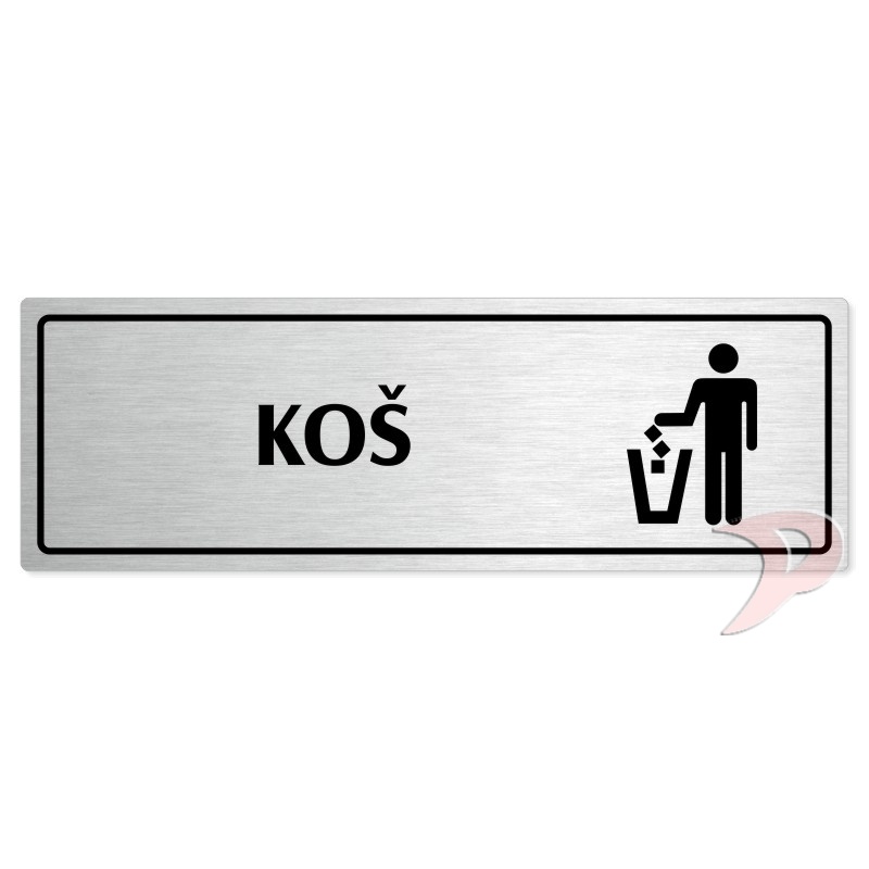 Koš, 240x79mm, stříbrná popiska s rámečkem