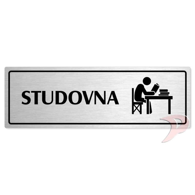 Studovna, 200x66mm, stříbrná popiska s rámečkem