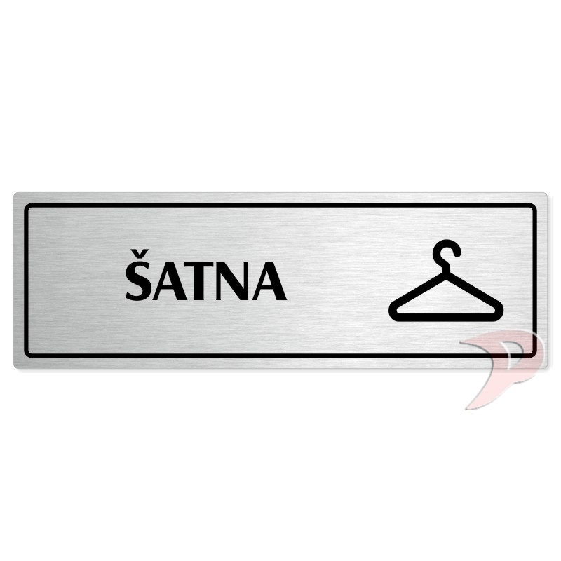 Šatna, 200x66mm, stříbrná popiska s rámečkem