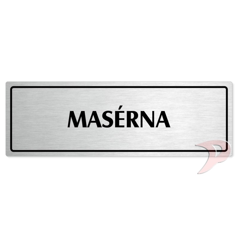 Masérna, 200x66mm, stříbrná popiska s rámečkem