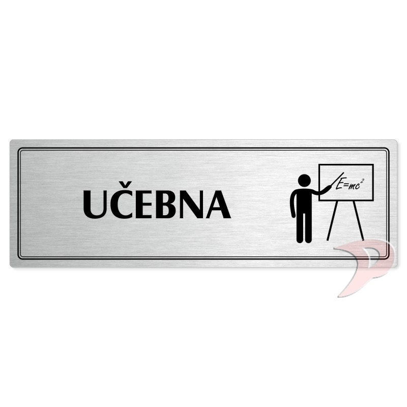Učebna, 240x79mm, stříbrná popiska s dvojtým rámečkem