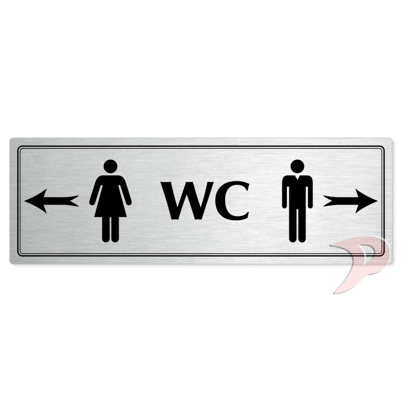 WC společné - rozcestník, 240x79mm, stříbrná popiska s dvojtým rámečkem