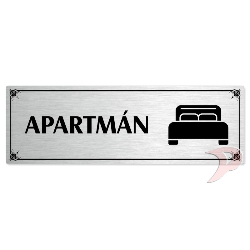 Apartmán, 200x66mm, stříbrná popiska s okrasným rámečkem