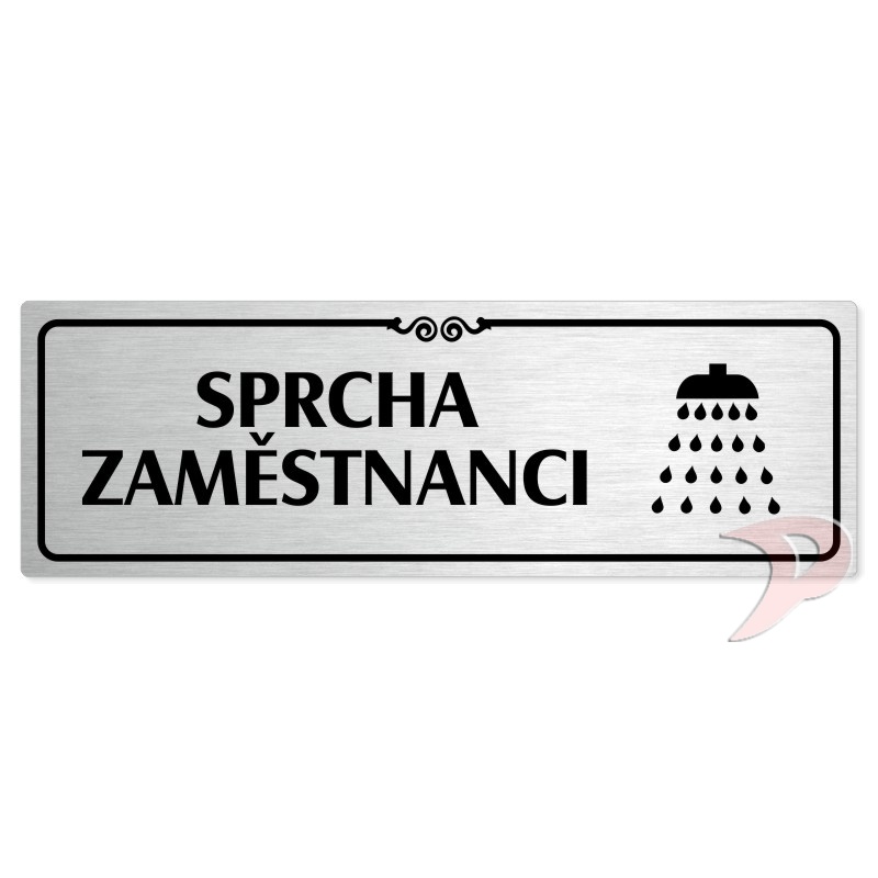 Sprcha zaměstnanci, 240x79mm, stříbrná popiska s ozdobou uprostřed