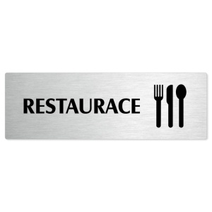 Restaurace, stříbrná popiska na dveře