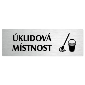 Úklidová místnost, 200x66mm, stříbrná popiska 