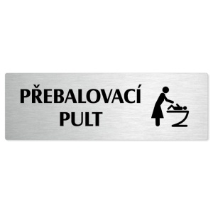 Přebalovací pult, stříbrná popiska na dveře