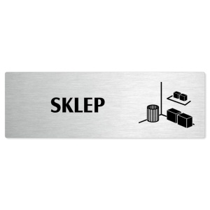Sklep, stříbrná popiska na dveře