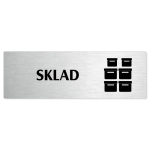 Sklad, stříbrná popiska na dveře