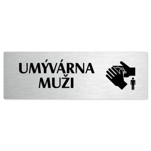 Umývárna muži, stříbrná popiska na dveře