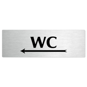 WC vlevo, 200x66mm, stříbrná popiska 