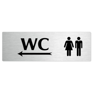 WC společné vlevo, 240x79mm, stříbrná popiska 