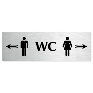 WC společné - rozcestník, 200x66mm, stříbrná popiska 