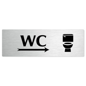 WC vpravo, 240x79mm, stříbrná popiska 