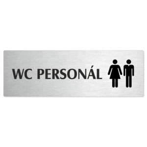 WC personál společné, stříbrná popiska na dveře