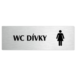 WC dívky, 200x66mm, stříbrná popiska 