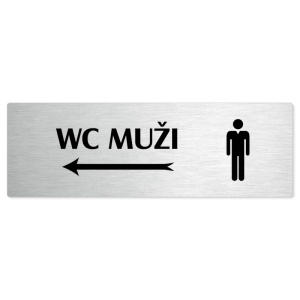 WC muži vlevo, 200x66mm, stříbrná popiska 