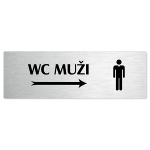 WC muži vpravo, 200x66mm, stříbrná popiska 