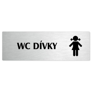 WC dívky, stříbrná popiska na dveře