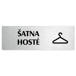 Šatna hosté, stříbrná popiska na dveře