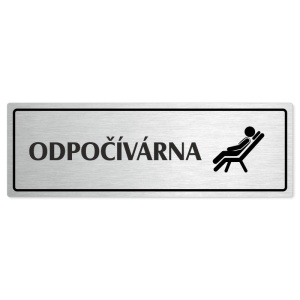 Odpočívárna, 200x66mm, stříbrná popiska s rámečkem