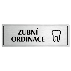 Zubní ordinace, 200x66mm, stříbrná popiska s rámečkem