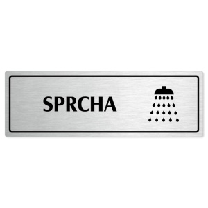 Sprcha, 200x66mm, stříbrná popiska s rámečkem