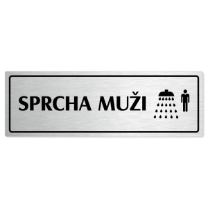 Sprcha muži, 200x66mm, stříbrná popiska s rámečkem