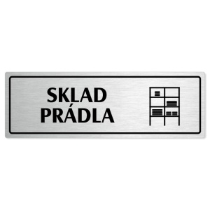 Sklad prádla, 240x79mm, stříbrná popiska s rámečkem