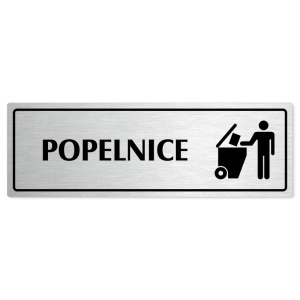 Popelnice, 200x66mm, stříbrná popiska s rámečkem