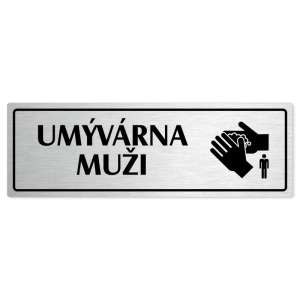 Umývárna muži, 200x66mm, stříbrná popiska s rámečkem
