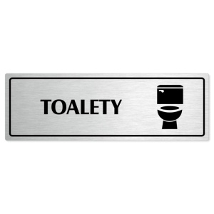 Toalety, 240x79mm, stříbrná popiska s rámečkem