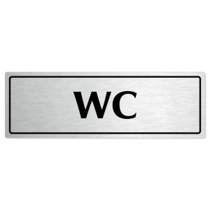 WC, 200x66mm, stříbrná popiska s rámečkem