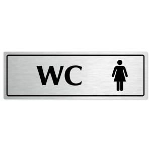 WC ženy, 240x79mm, stříbrná popiska s rámečkem