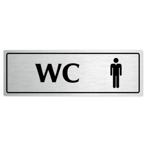 WC muži, 240x79mm, stříbrná popiska s rámečkem