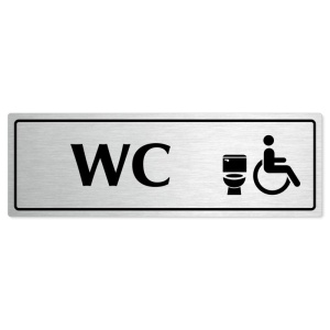 WC invalida, 240x79mm, stříbrná popiska s rámečkem
