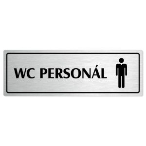 WC personál muži, 240x79mm, stříbrná popiska s rámečkem