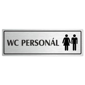 WC personál společné, 240x79mm, stříbrná popiska s rámečkem